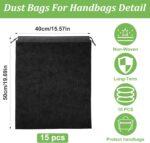 15Pcs Black Dust Bags for Purses, Non Woven Fabric Dust Bags for Storing Shoes Boots(15.7×19.7in) - Image 3