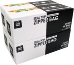 24/7 Bags- Quart Zip Storage Bags, 200 Count, Double Zipper Seal, Easy Grip Open Tabs, Write-On Space, BPA-Free & Heavy Duty, Microwave Safe, Non-StandUp