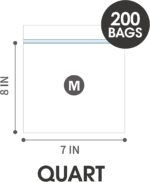 24/7 Bags- Quart Zip Storage Bags, 200 Count, Double Zipper Seal, Easy Grip Open Tabs, Write-On Space, BPA-Free & Heavy Duty, Microwave Safe, Non-StandUp - Image 3