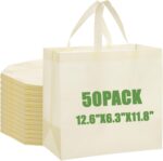 50Pcs Reusable Non Woven Shopping Bags Large Foldable Totes Bag with Handles Grocery Handbag Bulk for Boutiques - Image 8