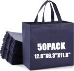 50Pcs Reusable Non Woven Shopping Bags Large Foldable Totes Bag with Handles Grocery Handbag Bulk for Boutiques