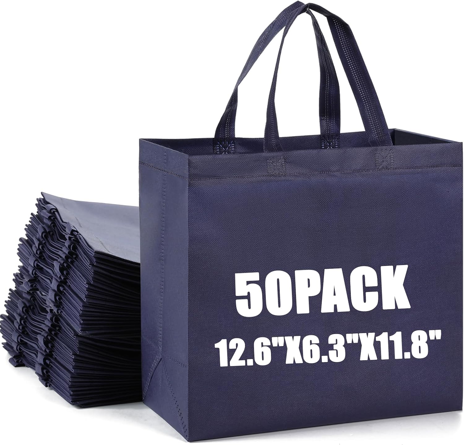 50Pcs Reusable Non Woven Shopping Bags Large Foldable Totes Bag with Handles Grocery Handbag Bulk for Boutiques 50Pcs Reusable Non Woven Shopping Bags Large Foldable Totes Bag with Handles Grocery Handbag Bulk for Boutiques - Image 1