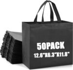 50Pcs Reusable Non Woven Shopping Bags Large Foldable Totes Bag with Handles Grocery Handbag Bulk for Boutiques - Image 9