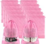 Black Travel Shoe Bags - 10 Pcs Non-Woven Packing Bags with Clear Window | 15.7" x 11.8" Waterproof Dustproof Portable Travel Shoe Storage Bag for Men and Women - Image 8