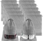 Black Travel Shoe Bags - 10 Pcs Non-Woven Packing Bags with Clear Window | 15.7" x 11.8" Waterproof Dustproof Portable Travel Shoe Storage Bag for Men and Women - Image 10