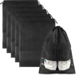 Black Travel Shoe Bags - 10 Pcs Non-Woven Packing Bags with Clear Window | 15.7" x 11.8" Waterproof Dustproof Portable Travel Shoe Storage Bag for Men and Women - Image 9