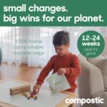 Compostic Compostable XL Sandwich Bags, 60 Ct Starter, Zip-Seal | Zip-Seal, Freezer & Microwave Safe, Home Compostable, BPA & GMO Free, DIN CERTCO Certified - Image 2