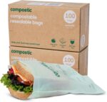 Compostic Compostable XL Sandwich Bags, 60 Ct Starter, Zip-Seal | Zip-Seal, Freezer & Microwave Safe, Home Compostable, BPA & GMO Free, DIN CERTCO Certified - Image 19