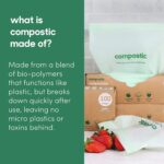 Compostic Compostable XL Sandwich Bags, 60 Ct Starter, Zip-Seal | Zip-Seal, Freezer & Microwave Safe, Home Compostable, BPA & GMO Free, DIN CERTCO Certified - Image 8