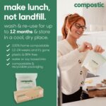 Compostic Compostable XL Sandwich Bags, 60 Ct Starter, Zip-Seal | Zip-Seal, Freezer & Microwave Safe, Home Compostable, BPA & GMO Free, DIN CERTCO Certified - Image 5