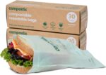 Compostic Compostable XL Sandwich Bags, 60 Ct Starter, Zip-Seal | Zip-Seal, Freezer & Microwave Safe, Home Compostable, BPA & GMO Free, DIN CERTCO Certified
