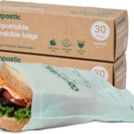 Compostic Compostable XL Sandwich Bags, 60 Ct Starter, Zip-Seal | Zip-Seal, Freezer & Microwave Safe, Home Compostable, BPA & GMO Free, DIN CERTCO Certified