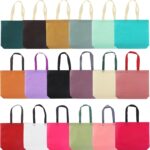 cuskena 36 Pack Non-Woven Tote Bags, 18 Assorted Colors (2 per Color), Reusable Grocery Bags for Shopping, Crafts, Events, Bulk