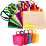 DZTIAN 36 Pack 13" 12 Colors Multi-Color Reusable Tote Gift One Side Blank Non-woven Colored Treat, Fabric Tote, Commodity snack bag