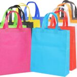 DZTIAN Supersize 10 Pack Reusable Non Woven Gift Bags with Handles Party Fabric Tote Bags Treat Bags for Birthday Favors, Snacks 10 Colors (9.8 x 13.8 x 4 inches)