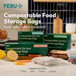 FEBU Compostable Food Storage Bags Variety Pack, 260 Count | Compostable & Biodegradable, PFAS & BPA Free, Drawer Organizer Box, 90 Snack, 90 Sandwich, 50 Quart, 30 Gallon - Image 2