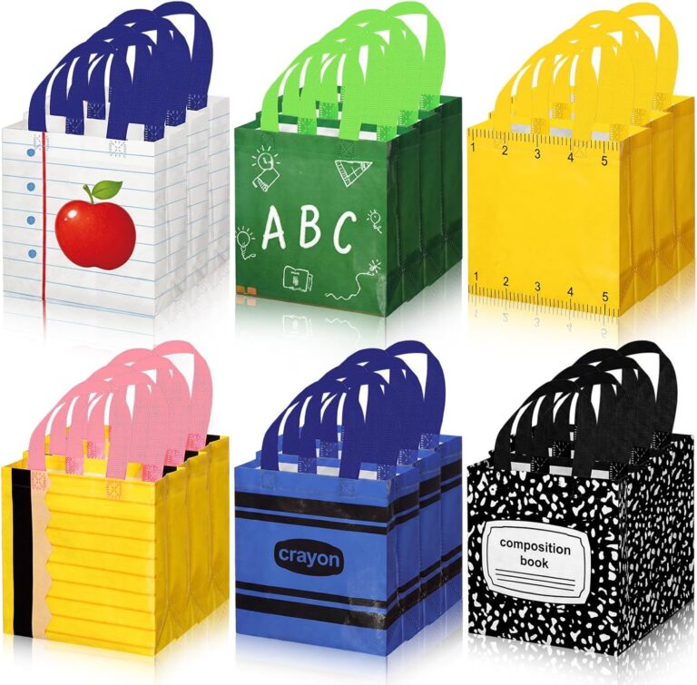 GliCraft 40 Pcs Back to School Bags Teacher Gift Bags | Reusable Non-woven Goodie Bag with Handles Notebook Composition Bag for Retirement Wrapping Supplies 7.87 x 7.87 x 3.54 In