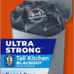 Hefty Ultra Strong 13 Gal Kitchen Trash Bags, Black, Unscented, 40ct | 13G Tall Trash Bags with Drawstrings for Kitchen, Resists Leaks, Punctures, Rips, Continuous Odor Control