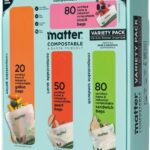 Matter Compostable Resealable Bags, Snack, Sandwich, Quart, Gallon 230 Ct | Resealable Variety Pack of Kitchen Bags, BPA-Free, Made From Plants, Freezer Safe, 80 Snack, 80 Sandwich, 50 Quart, 230 Count