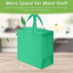 Reginary 100 PCS Non Woven Tote Bags Bulk,Green | Reusable Shopping Bags with Handles, Stores, Groceries Markets, Events Gift, Party Supplies - Image 4
