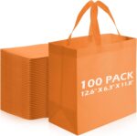Reginary 100 PCS Non Woven Tote Bags Bulk,Green | Reusable Shopping Bags with Handles, Stores, Groceries Markets, Events Gift, Party Supplies - Image 8