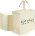 Reginary 100 PCS Non Woven Tote Bags Bulk,Green | Reusable Shopping Bags with Handles, Stores, Groceries Markets, Events Gift, Party Supplies - Image 23