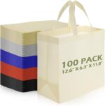 Reginary 100 PCS Non Woven Tote Bags Bulk,Navy Blue | Reusable Shopping Bags with Handles, Stores, Groceries Markets, Events Gift, Party Supplies - Image 10