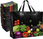 Simply Cool 50 Pack Reusable Grocery Bags, Large Tote Bags Bulk, Cream | 14.5"x14"x6.6" Heavy Duty Non-woven Custom Shopping Bags with Handles, Foldable, Washable for Groceries and Commercial use - Image 8