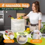 Simply Cool 50 Pack Reusable Grocery Bags, Large Tote Bags Bulk, Cream | 14.5"x14"x6.6" Heavy Duty Non-woven Custom Shopping Bags with Handles, Foldable, Washable for Groceries and Commercial use - Image 3