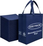 Simply Cool 50 Pack Reusable Grocery Bags, Large Tote Bags Bulk, Cream | 14.5"x14"x6.6" Heavy Duty Non-woven Custom Shopping Bags with Handles, Foldable, Washable for Groceries and Commercial use - Image 10
