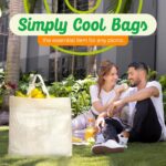 Simply Cool 50 Pack Reusable Grocery Bags, Large Tote Bags Bulk, Cream | 14.5"x14"x6.6" Heavy Duty Non-woven Custom Shopping Bags with Handles, Foldable, Washable for Groceries and Commercial use - Image 5