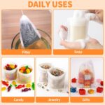 TamBee 8" x 10" Tea Bags DIY Disposable Bag Reusable Tea Bags for Loose Tea Empty Drawstring Seal String Bag Non Woven for Coffee Cook Bath Desiccant 100 Pcs - Image 4