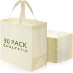 Vincreem 30 Pcs Reusable Tote Bag Bulk Non Woven Grocery Bag with Handle Blank Foldable Shopping for Groceries Shop Retail